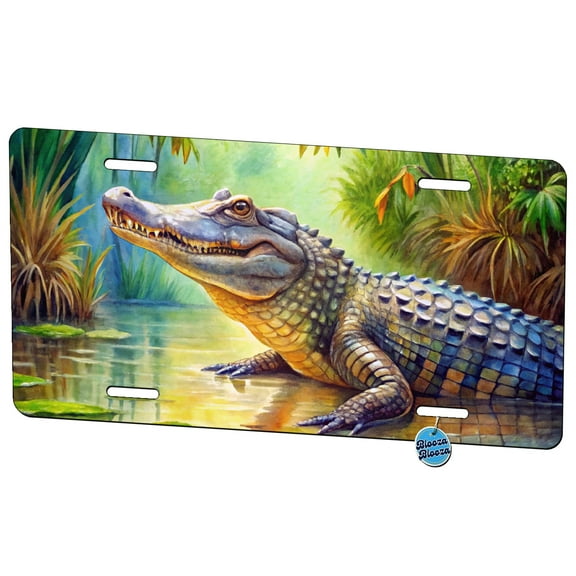 Alligator Crocodile In Swamp Metal Novelty License Plate