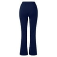 thumbnail image 4 of IDALL Flare Leggings Wide Leg Pants Woman Womens Flare Leggings No Front Seam Flare Yoga Pants with Tummy Control Crossover Leggings With Pockets High Waisted Pants Navy M, 4 of 5