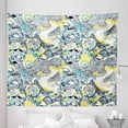 thumbnail image 1 of Floral Tapestry, Floral Mandala Ornamental Vintage Blooming Flowers Foliage Leaves Garden Themed, Fabric Wall Hanging Decor for Bedroom Living Room Dorm, 5 Sizes, Yellow Blue, by Ambesonne, 1 of 1