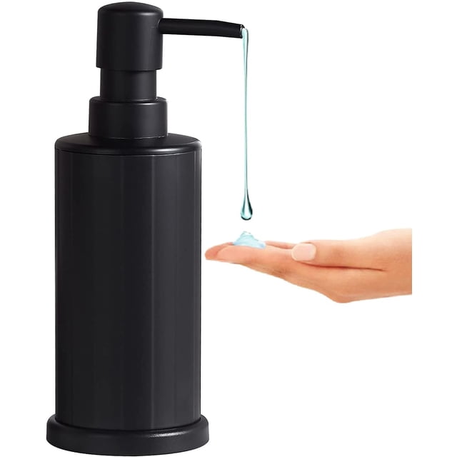SJsee Dispensador de jabón negro, botella con bomba fácil de apretar de 240 ml, dispensador de loción y jabón de metal inoxidable oso de fresa Electrónica