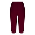 thumbnail image 6 of gbyLJF Womens Capri Pants Summer Low Rise Casual Yoga Pants Cinch Bottom Baggy Joggers with Pockets A01_Wine S, 6 of 6