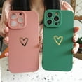 thumbnail image 4 of Compatible for iPhone 14 Pro Max Case Luxury Gold Heart Pattern, Side Cute Plated Heart Pattern Case for Women Girls Soft TPU Shockproof Camera Protective Back Cover Case - Pink, 4 of 6