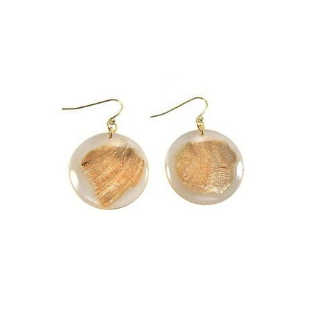 Alexa Starr 4274-E Goldtone Gold Fleck Lucite Disc Drop Earrings