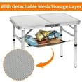 thumbnail image 6 of Folding Camp Table, Adjustable Height Small Folding Table with Mesh Layer, 24''L x16''W Camping Table for Outdoor Camp Picnic Beach, 6 of 9