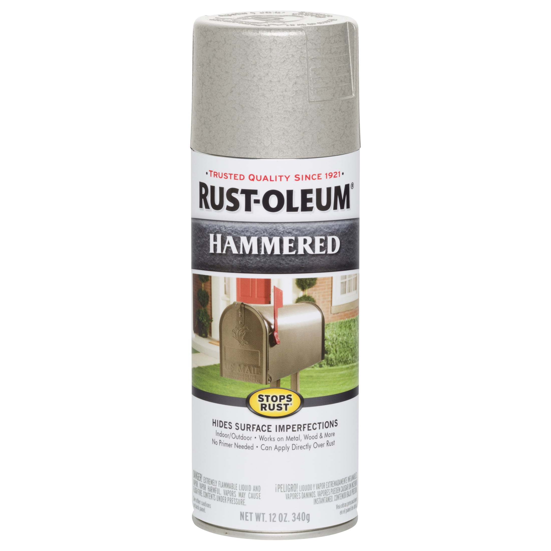 6 Pack, White, Rust-Oleum Stops Rust Hammered Protective Enamel Spray Paint-248072, 12 oz