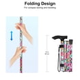 thumbnail image 3 of Bastón plegable MFE, portátil, ajustable en 5 niveles de altura, con diseño plegable, correa de muñeca y mango en T para hombres y mujeres, diseño floral rosa oscuro., 3 of 5
