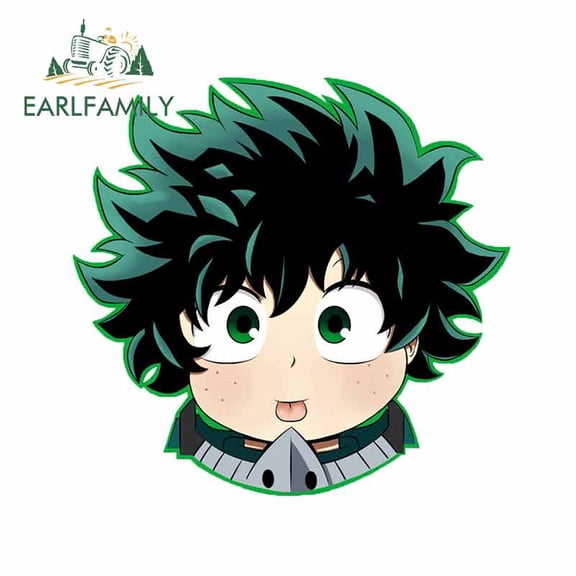 EARLFAMILY 5.1 Inch for Midoriya Izuku Creative Car Sticker DIY Waterproof Vinyl Car Wrap Scratch-proof Stickers SUV