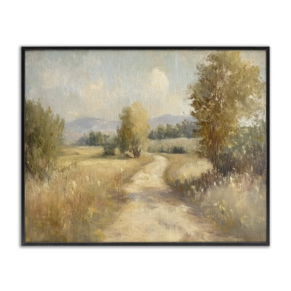 Stupell Industries Gravel Road Landscape Landscape & Nature Painting Black Framed Art Print Wall Art, 14 x 11
