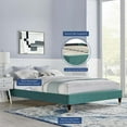thumbnail image 5 of Platform Bed Frame, Twin Size, Velvet, Teal Blue, Modern Contemporary Urban Design, Bedroom Master Guest Suite, 5 of 6