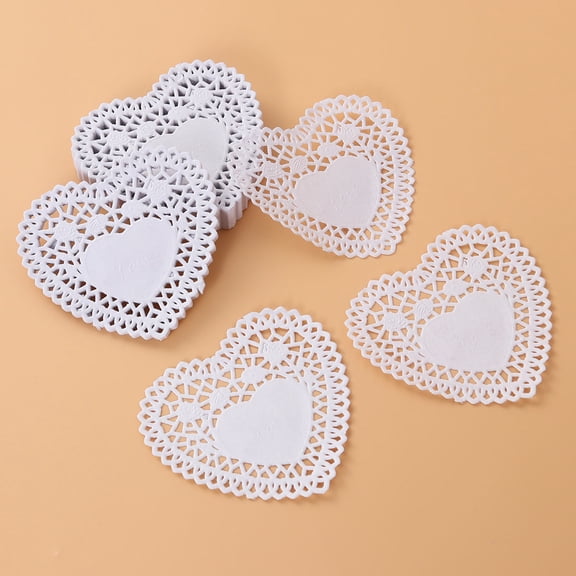 NICEXMAS 250Pcs White Heart Shaped Paper Doilies for Cake Decorating Food Serving and Crafts