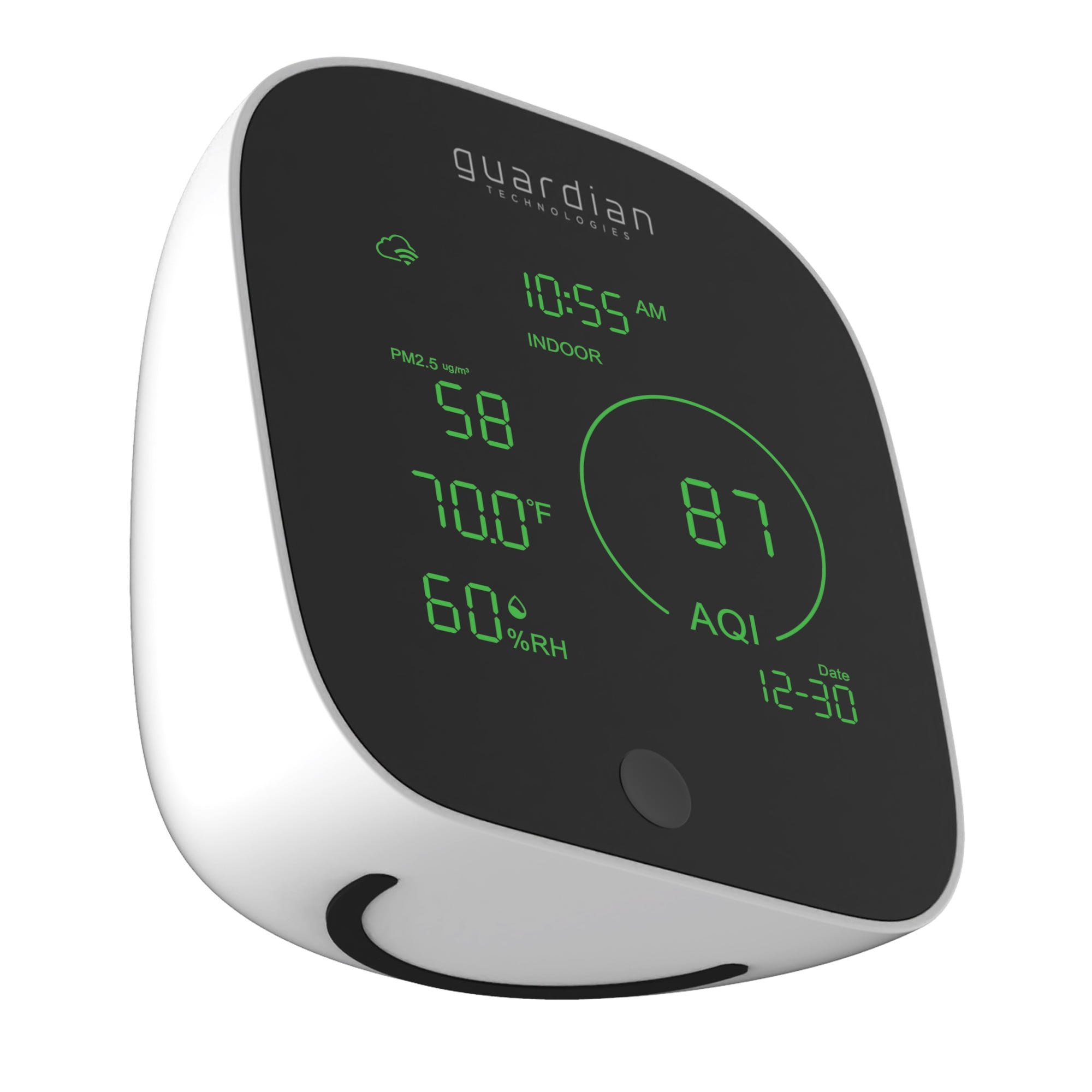 Guardian Technologies Smart Air Quality Monitor, App Controlled, Alexa and Google Enabled, Black/White, AQM101