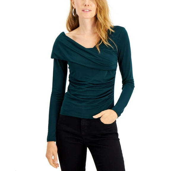 INC International Concepts Faux Wrap Top Hunter Forest XL
