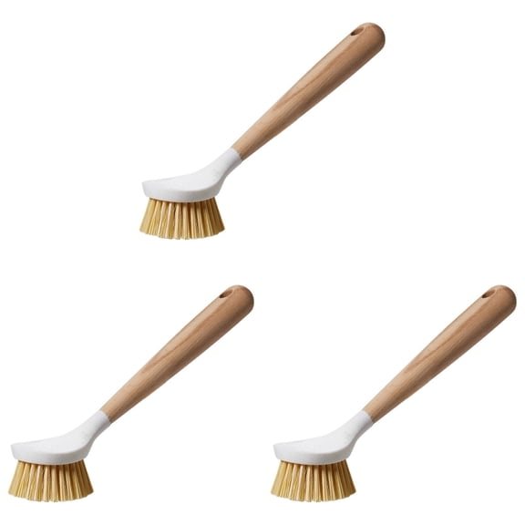 BinKFF Dish Brush with Bamboo Handle Cleaning Brush | Dish Brushes Vegetable Scrubber Round Natural Scrub Brush Cleaning Kit for Cleaning Saucepans, Pots, Pans and Vegetables