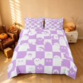 thumbnail image 3 of Homewish Halloween Ghost Bedding, Spooky Animal Checkered Duvet Cover Full, Lavender White, Polka Dots Reversible 3-Piece, 1 Duvet Cover and 2 Pillowcases, 3 of 6