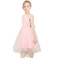 thumbnail image 2 of Girls Dress Pink Lace Plaid Pearl 3D Hi-lo Tulle Wedding Party 8 Years, 2 of 6