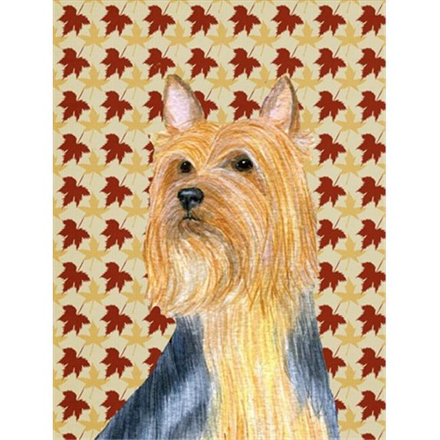 11 x 15 In. Silky Terrier Fall Leaves Portrait Flag, Garden Size
