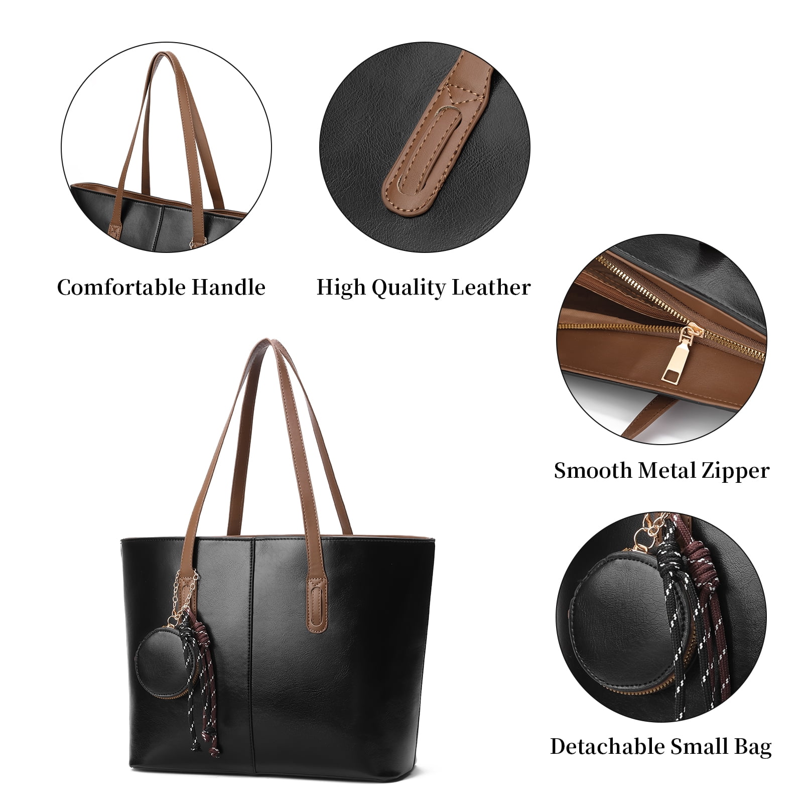 SENDEFN Tote Bags with Zipper Leather Purses and Handbags for Women Large Hobo Shoulder Bag