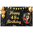 thumbnail image 3 of Festive Birthday Banner Elegant Design Golden Accents Personalized for Adult Celebration Indoor Event Decoration, 3 of 7