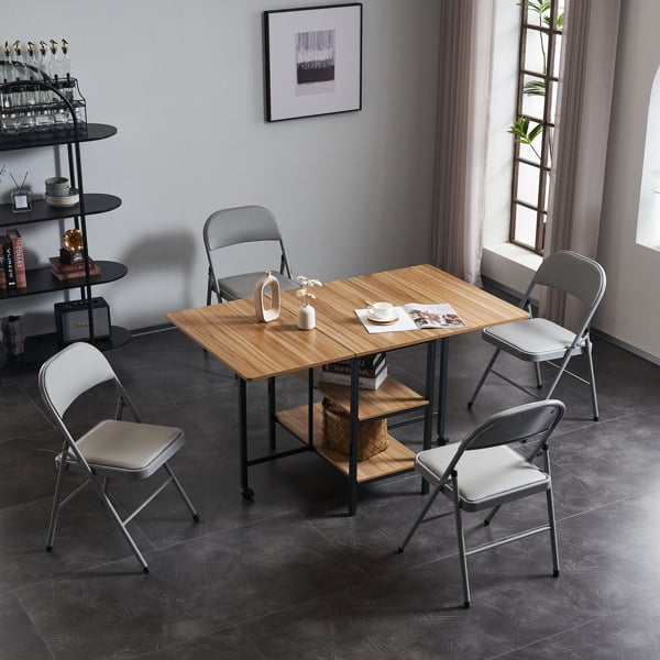 4-Pack Gray Foldable Iron PVC Chairs w/ Sponge Cushions - 330lb Capacity Folding Chairs for Convention, Exhibition, Dining & Events
