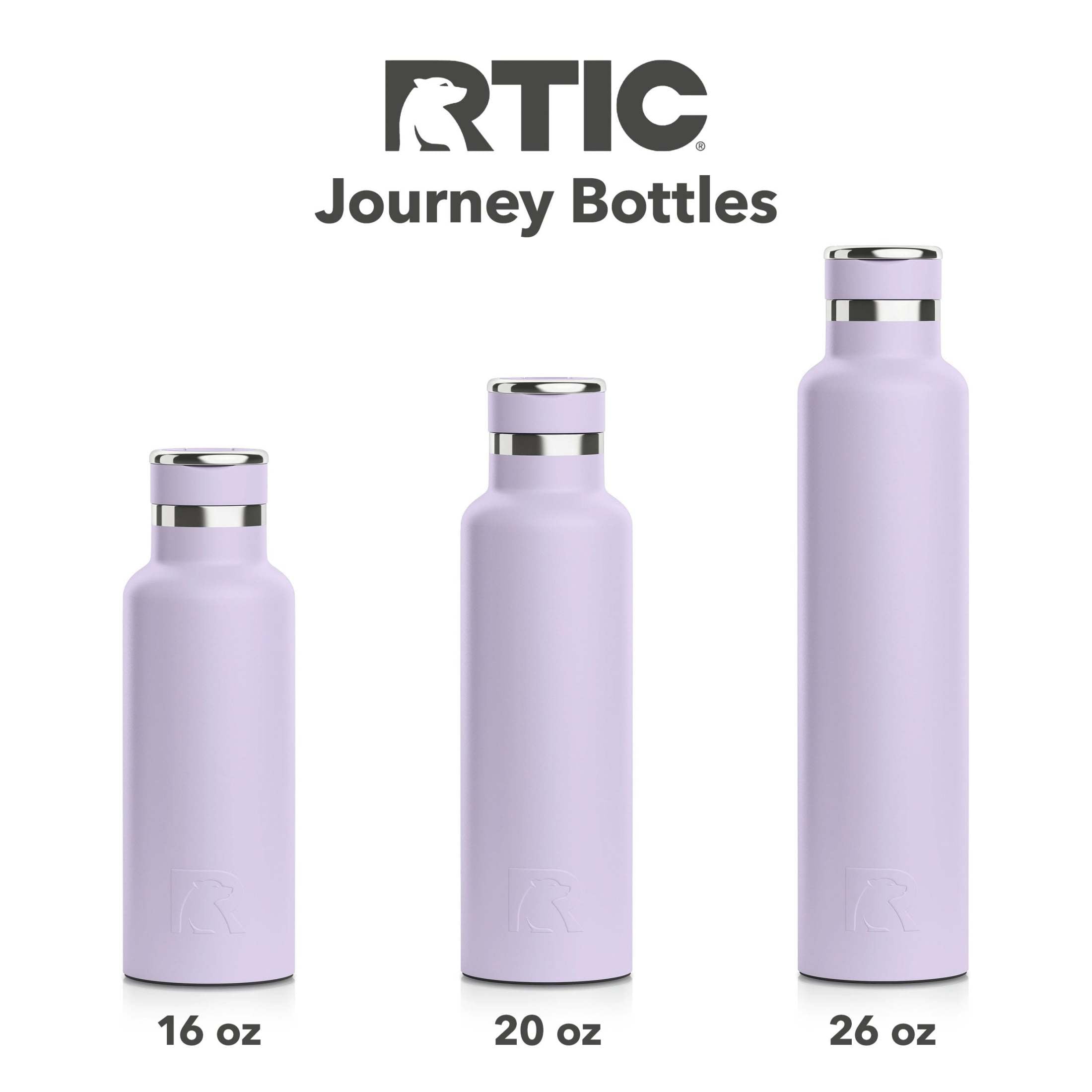 RTIC 16 oz Ceramic Lined Insulated Journey Water Bottle, Leak-Proof Lid, Dusty Lilac