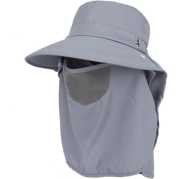 Sun Hat with Cover Flap Adjustable Chin Strap, Women Men | UV Protection, Breathable Detachable Mesh Mask, 11" Rolled Cover, Quick Dry, 4.1" Wide Brim, Hiking Fishing Gardening