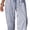 Deep Blue Stripe, variant on Wrongduck Women's Wide Leg Barrel Capri Trousers, Faux Linen Striped Casual Pants with Drawstring Waist and Pockets for Resort Vacation Wear