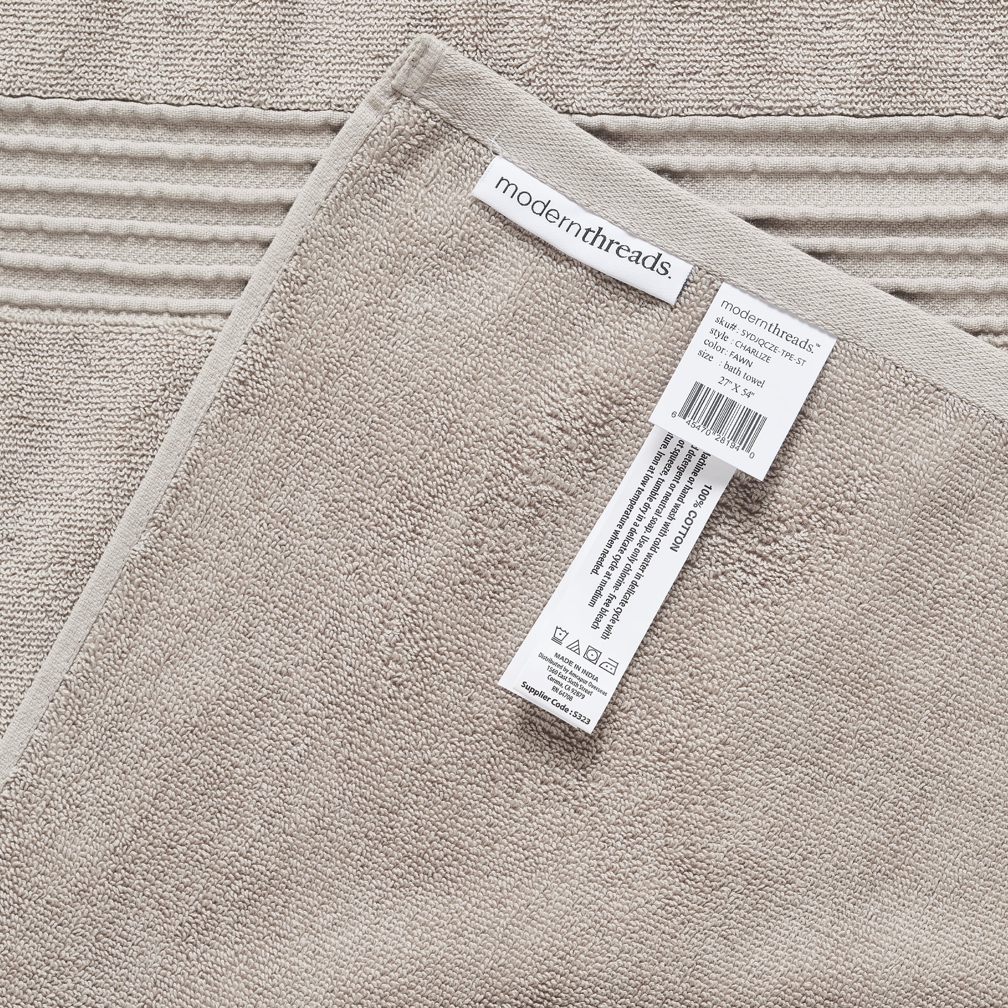 Modern Threads Charlize 6-Piece Cotton Bath Towel Set, Fawn