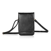 Bosam Iphone 11 pro max xs 8 plus purses, Soft Leather Cellphone-Bags-Crossbody-for-woman with Shoulder Strap Touch View Window (Black)
