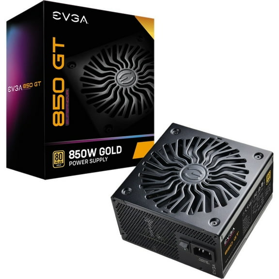 EVGA Supernova 850 GT, 80 Plus Gold 850W, Fully Modular, Auto Eco Mode with FDB Fan, 7 Year Warranty, Includes Power ON Self Tester, Compact 150mm Size, Power Supply 220-GT-0850-Y1