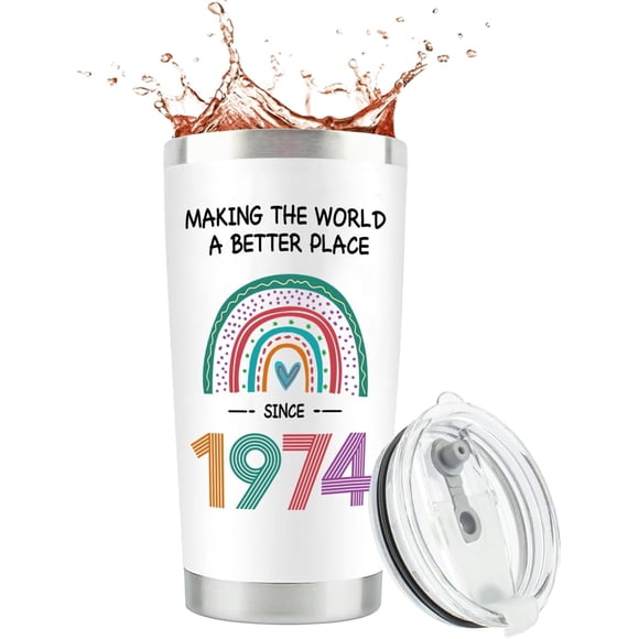 CoCoCherry 51th Birthday Gifts for Women, 51th Birthday Personalised Gifts Mugs, 51th Birthday Gift Perfect Ideas for Mom, Wife, Bestie, Best Friends, Sister,Back in 1974 Old Time Information