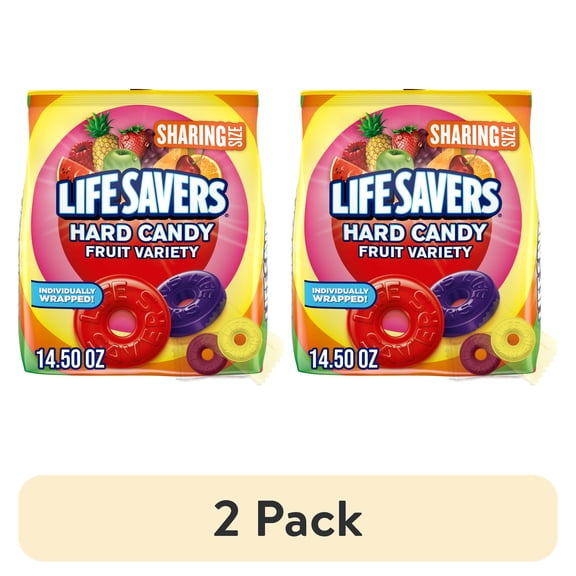(2 pack) Life Savers Hard Candy Fruit Variety Candy Bag, Sharing Size, 14.5 oz, 108 Ct