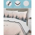 thumbnail image 4 of Rustic Foggy Forest Queen Size Down Alternative Comforter, Lightweight Comforter Quilt Bedding Set with Pillow Shams Watercolor Trees Birds Landscape All Seasons Bed Comforter Duvet Insert 90"x96", 4 of 7
