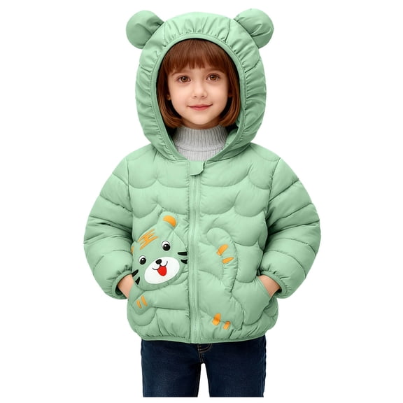 Staki Kids Boy's Waterproof Puffer Cotton Jacket Warm Fleece Lined Down Coat Thick Hooded Winter Coat Boy Winter Coat(Green,4-5 Years)