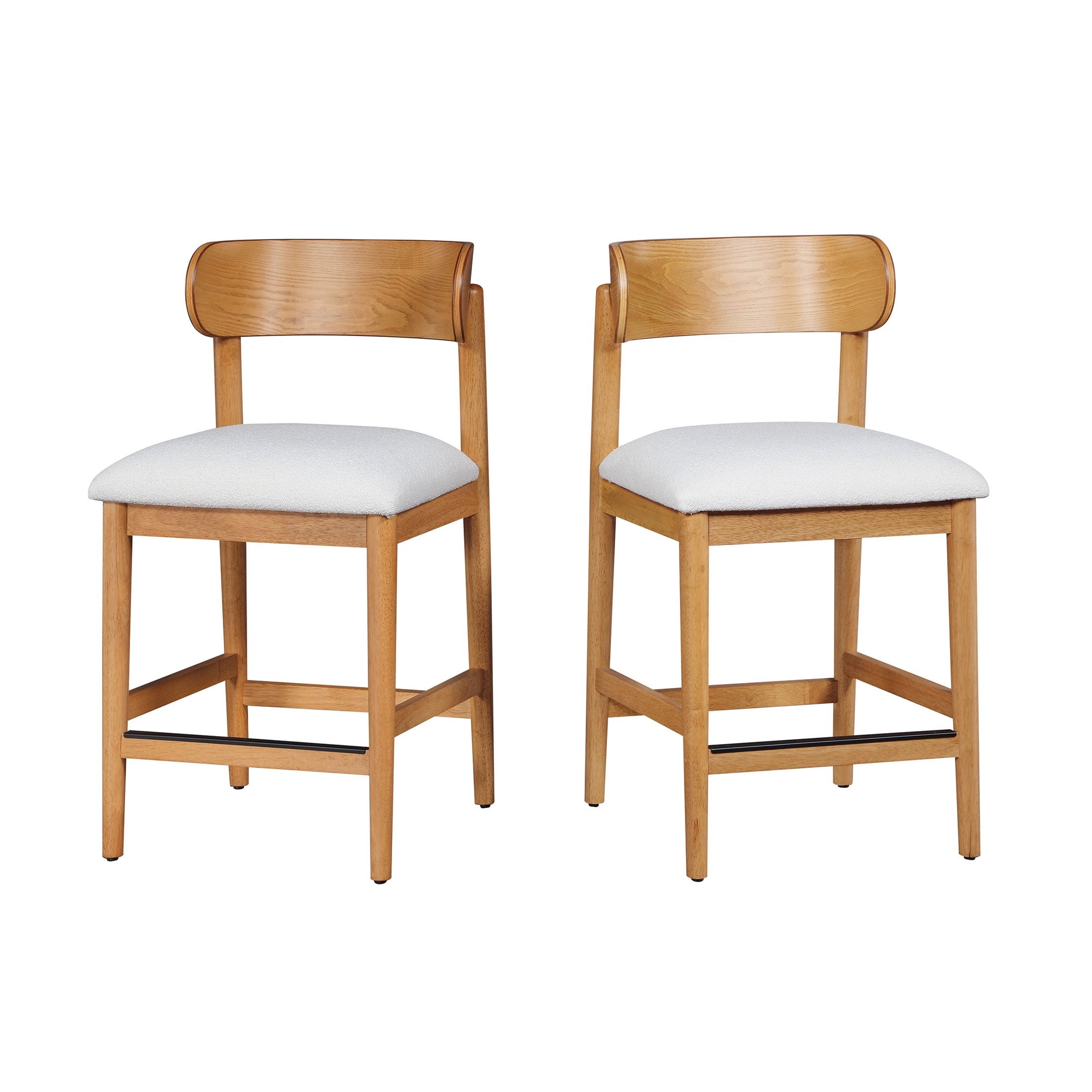 Beautiful Drew Counter-Height Stools by Drew Barrymore, Warm Honey Finish, 2 Pack
