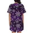 thumbnail image 3 of Qekee Snowflake Gradient Purple Women's Pajama Set Short Sleeve Sleepwear Summer Home Wear with Pockets Soft Short Sleeve Shirt - Snowflake Gradient Purple, 3 of 9