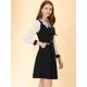 thumbnail image 4 of Vestido Midi Elegante Allegra K con Panel De Contrato y Cuello En V Negro L, 4 of 6