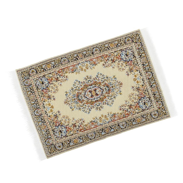 1/12 Scale Woven Rug Floor Carpet Dolls House Mat Furniture Miniatures Beige