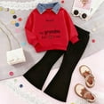 thumbnail image 2 of CAUYDY Girl Trendy Comfort Set Cozy Polo Lightweight Pullover Sweatshirt and Flowy Flare Pants Perfect for Spring and Fall Seasons(Watermelon Red,4-5 Years), 2 of 7