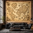 thumbnail image 6 of Fantasy World Map with Galleons and Compass Rose on Parchment, Adventurous Vintage for Ocean Lovers, Nautical Cartography Art, Housewarming Gift Tapestry Wall Hanging for Living Room and Bedroom, 6 of 7