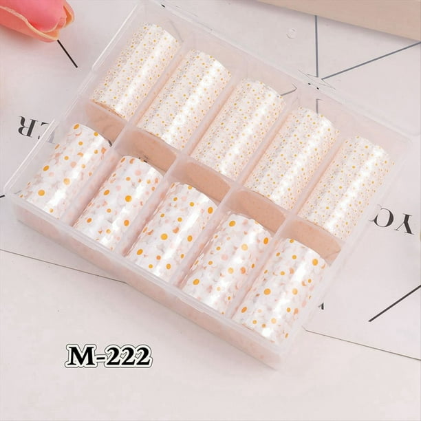 10 Rollos de Mini Láminas de Transferencia de Uñas con Flores Blancas, Suministros para Uñas para Arte Uñas, Transferencia Láminas para Uñas con Tema Floral de y Verano