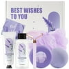 Gift Sets for Women Birthday - 7 Pcs Lavender Bath Set with Greeting Card, Relaxing Self Care Valentines Day Gifts for Her