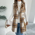 thumbnail image 6 of Pounoo Flannel Plaid Vest for Womens Lapel Button Down Sleeveless Blazer Jackets with Pockets Fall Winter Clothes Gift, 6 of 8