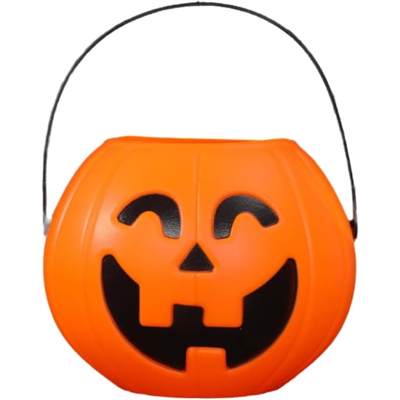 Halloween Pumpkin Candy Bucket, Plastic Snack Pail with Handle, Large Festive Treat Holder for Holiday Party Hospitality Decor, 1Pc (k)