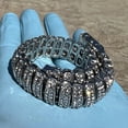 thumbnail image 4 of Men's Iced Dome Hip Hop Bracelet Simulated CZ Micro Pave Silver Tone 8.5" x 16MM Thick, 4 of 10