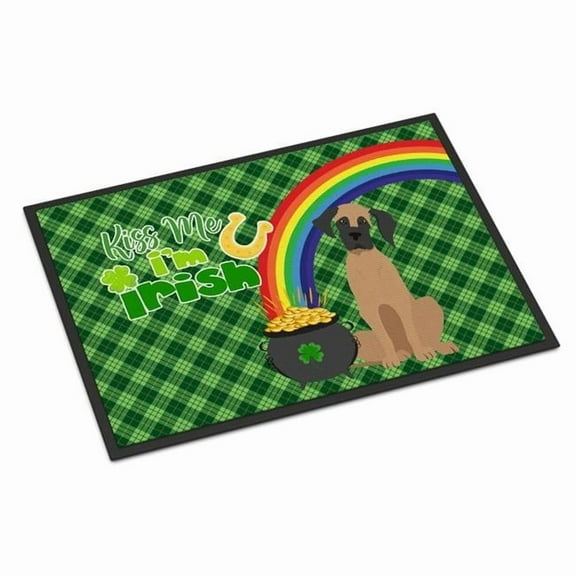 Fawn Great Dane St. Patrick's Day Indoor or Outdoor Mat 24x36 36 in x 24 in