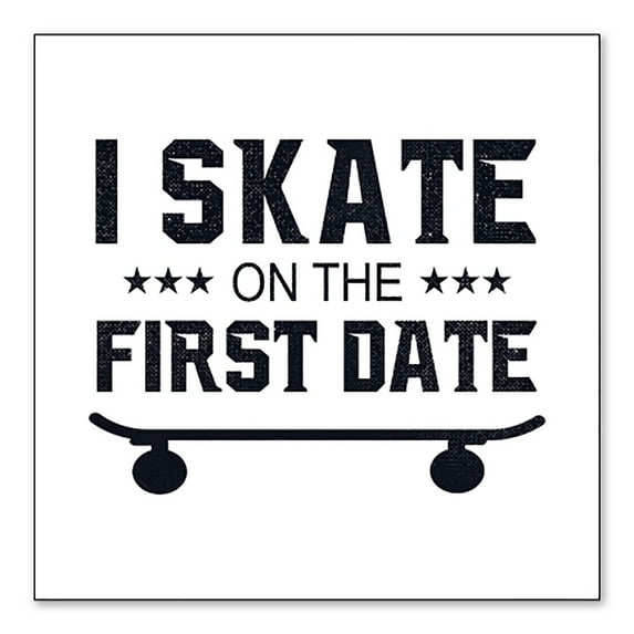 DistinctInk Custom Bumper Sticker - 4" x 4" Decorative Decal - White Background - I Skate on the First Date