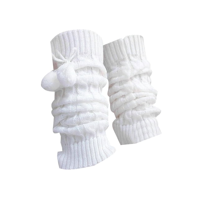 1 Pair Thickened Warm Elastic Leg Warm Socks Japanese Style Sweet Girl Ribbed Knitted Boot Cuffs for Daily Wear