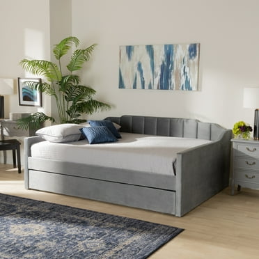 Baxton Studio Lennon Modern Engineered Wood with Trundle Daybed, Full, Grey