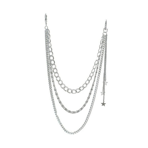 Cadena para pantalones de moda con decoración de estrellas de aleación multicapa (plata)