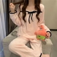 thumbnail image 1 of Coral Fleece Pajamas Sets for Women Autumn Winter Thick Warm Sweet Long Sleeve Sleepwear Nightgown Pijama Suit Mujer Homewear, 1 of 4
